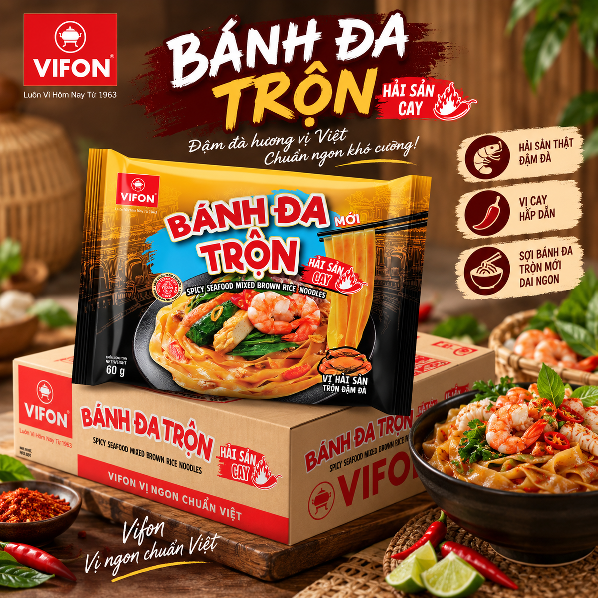 Vifon Instant Mixed Rice Noodles (Banh Da Tron)