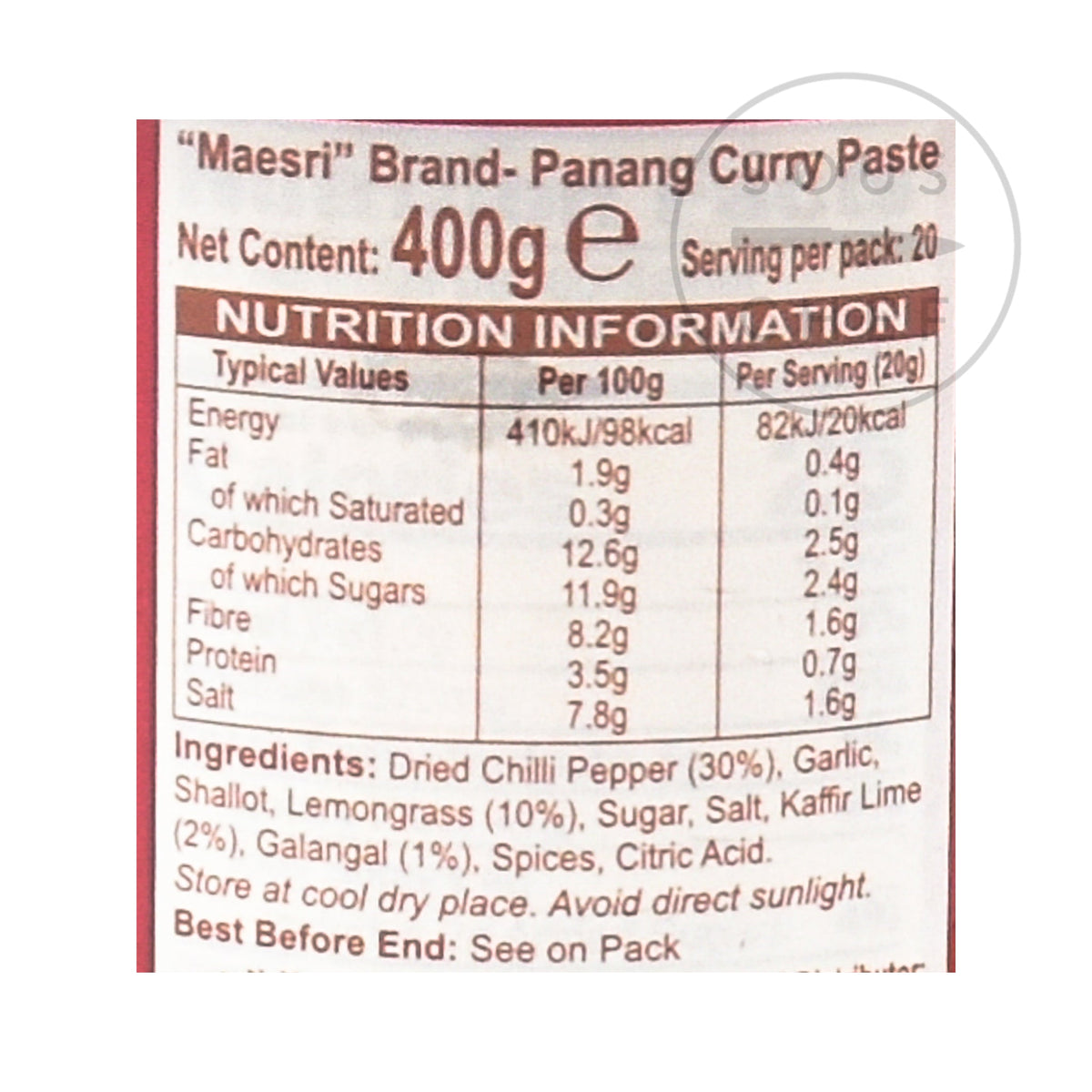 Maesri Thai Panang Curry Paste 400g